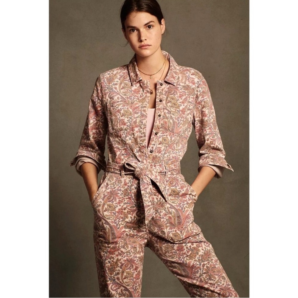NEW! Anthropologie Paisley Floral Jean Jumpsuit XS & S